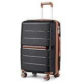 British Traveller Valise Moyenne Taille Valises Soute 60 Liters, Valise Rigide Trolley en Polypropylène Valise de Voyage à 4 roulettes et Serrure TSA, 66x44x28.5 cm (Noir)