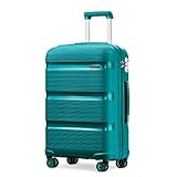 Kono Valise Trolley Grande Taille 76 cm Valise Rigide Enregistrement en Polypropylène Légere à 4 roulettes avec Serrure TSA Intégré 100L (Turquoise)