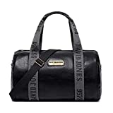DAVID JONES - Sac Polochon Grand Fourre-Tout - Sac à Main Cours Travail Sport Gym Multifonction - Sac Voyage Weekend Cuir Souple Grande Capacité - Bagage Cabine Porté Epaule Bandoulière - Noir