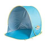 LUDI - Tente de Plage - Protection UV 50 - Structure Pop-up légère - Pliage et Rangement Facile - Protège du Vent et du Soleil - 105 x 90 x 100 cm - Dès 10 Mois
