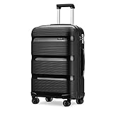 Kono Valise Trolley Grande Taille 76 cm Valise Rigide Enregistrement en Polypropylène Légere à 4 roulettes avec Serrure TSA Intégré 100L (Noir)